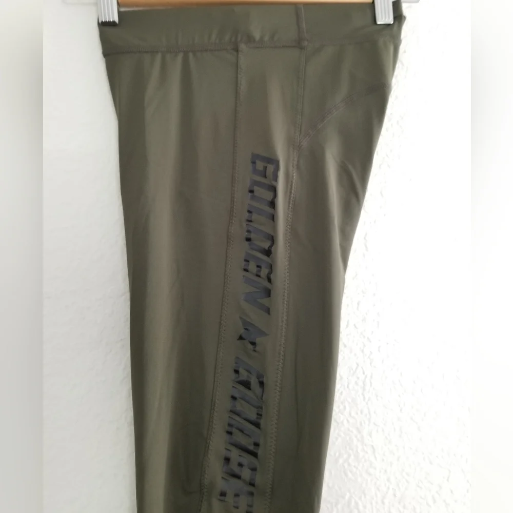 Golden Goose Logo Leggings Size S Small Khaki Military Green - Picture 3 of 10
